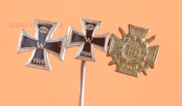 3-fach Miniatur EKI, EKII und Frontkämpfer Ehrenkreuz