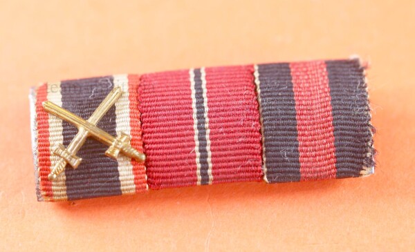 3-fach Bandspange / Feldspange Kriegsverdienstkreuz 2.Klasse 1939 , Ostmedaille und Sudetenlandmedaille