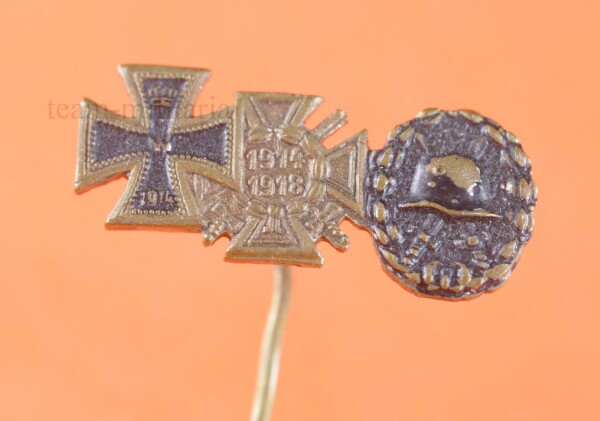 3-fach Miniatur zum EKII 1914, FKEK und Verwundetenabzeichen in Schwarz