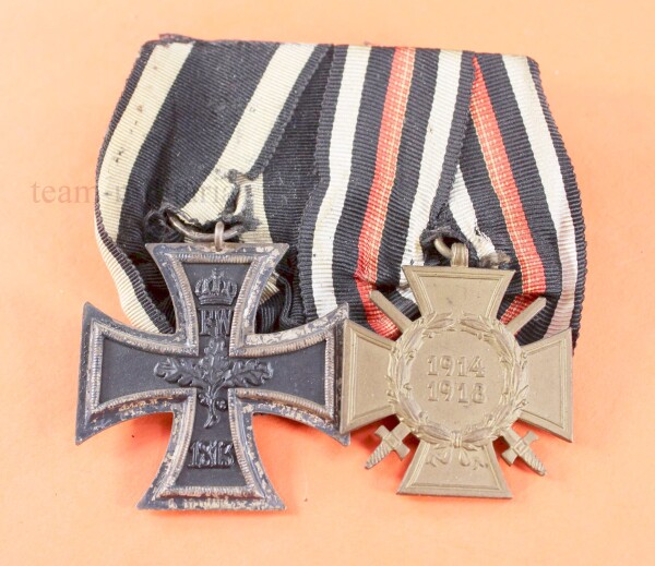 2-fach Ordensspange zum Eisernen Kreuz 2.Klasse 1914 (LV) und Frontkämpfer Ehrenkreuz