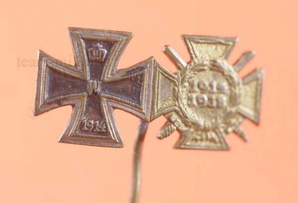 2-fach Miniatur zum Eisernen Kreuz 1914 und Frontkämpferehrenkreuz mit Schwertern
