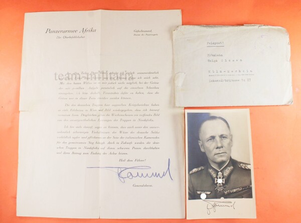 Generalfeldmarschall Erwin Rommel original Unterschrift Panzerarmee Afrika