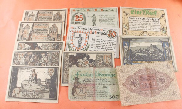 12 x Notgeld Gransee, Bolkenhain, HH, , Berlin, Bramstedt Banknote