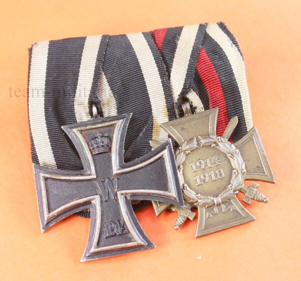 2-fach Ordensspange zum Eisernen Kreuz 2.Klasse 1914 und Frontkämpfer Ehrenkreuz