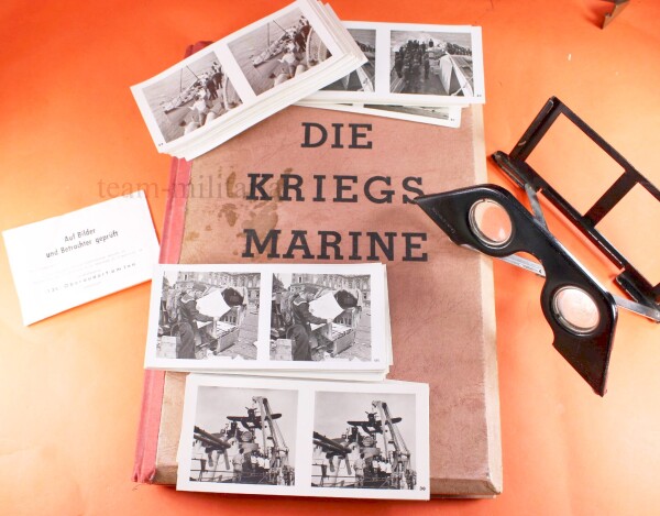 Raumbildalbum "Die Kriegsmarine" mit 100 Stereobildern und original Bildbetrachter (DRGM) - KOMPLETT