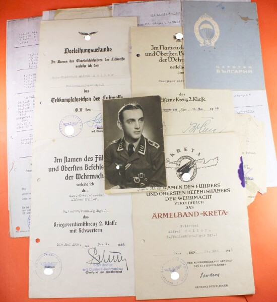 Urkundennachlass des Alfred Müller San Fw  im I./Fallschirm-Jäger Regiment 1 (Kreta)