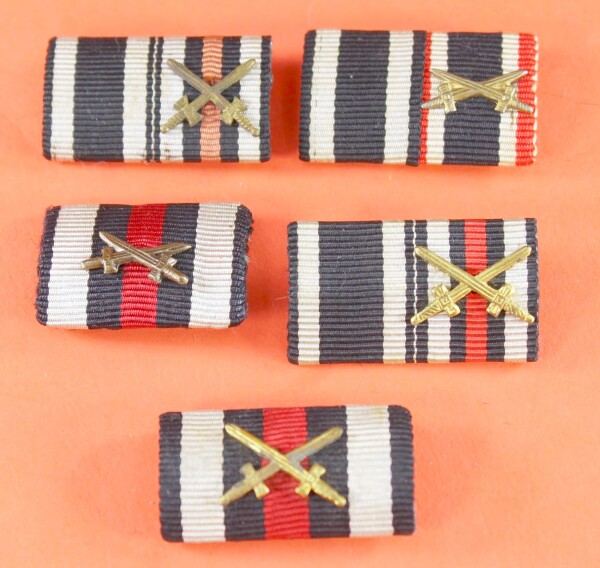 5 x Bandspange / Feldspange Eisernes Kreuz 2.Klasse 1914 und Ehrenkreuz Frontkämpfer